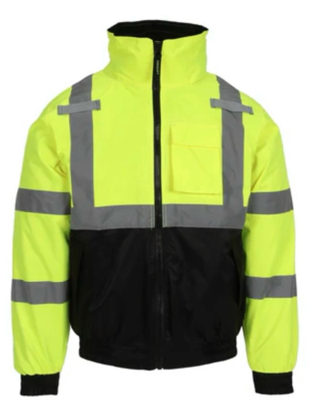High-Visibility Yellow and Black Reflective Safety Jacket